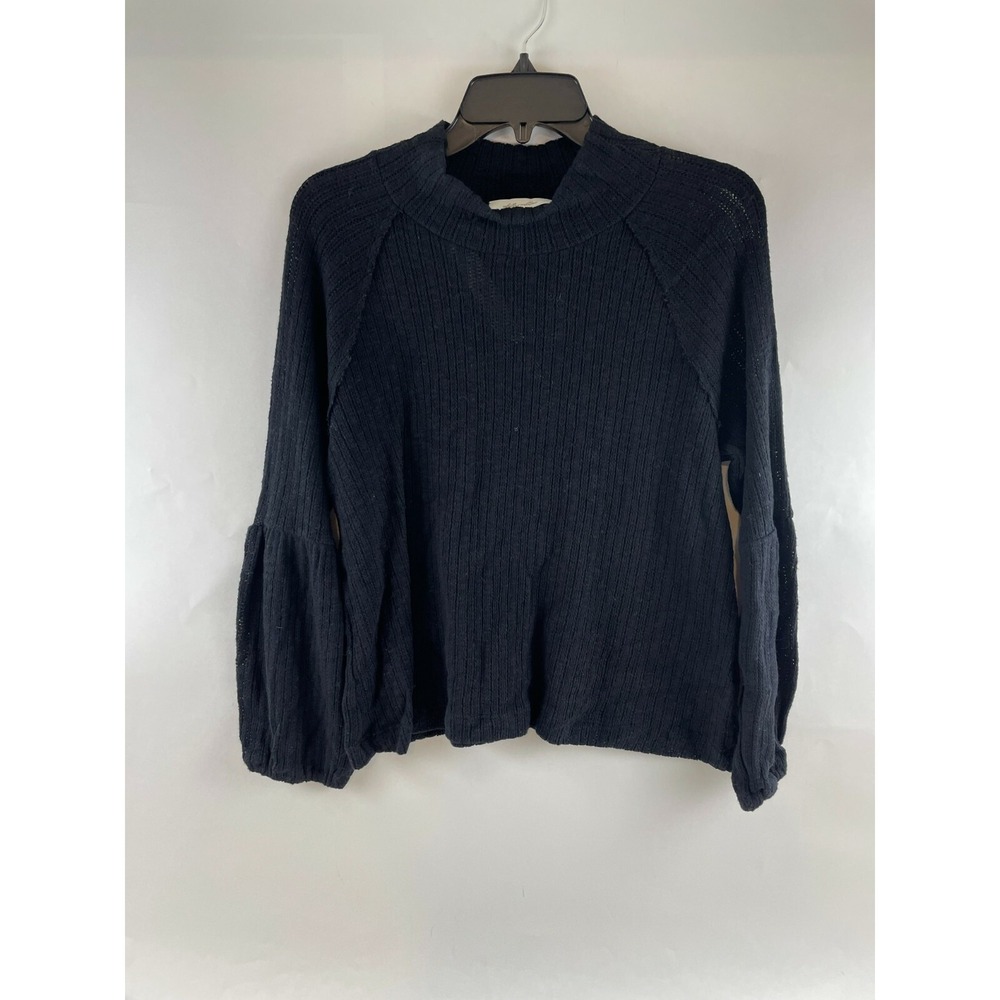 White Willow Shirt Women's Size M Black Long Sleeve Pullover Mock Neck Knitted